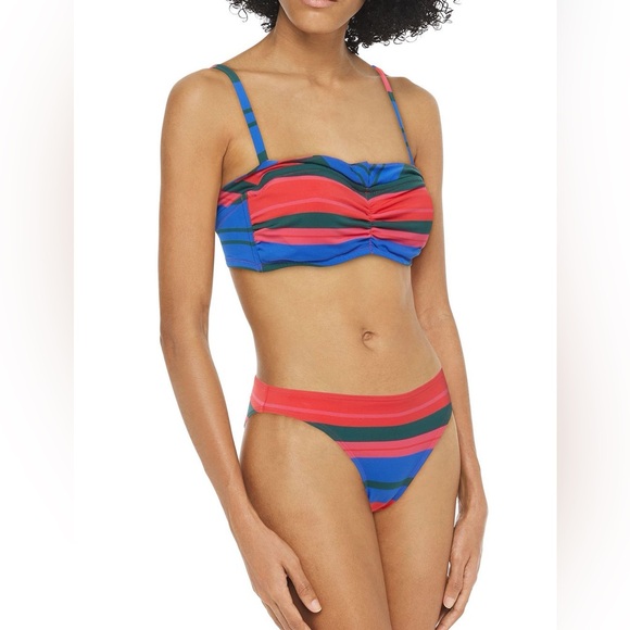 Simone Perele Other - Simone Perele Red Blue Stripe Bikini Swimsuit Set Large NEW Bandeau Top French